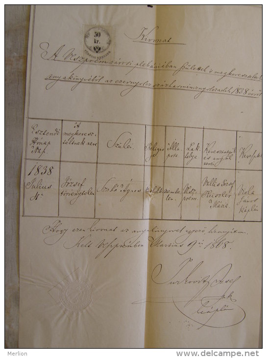 Old Document  1868 -Veszprém  Hungary - József Szabó (1839) -  TM003.10 - Birth & Baptism