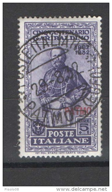 EGEO PATMO 1932 GARIBALDI 5 L. + 1 L. ANNULLATA - Egée (Patmo)