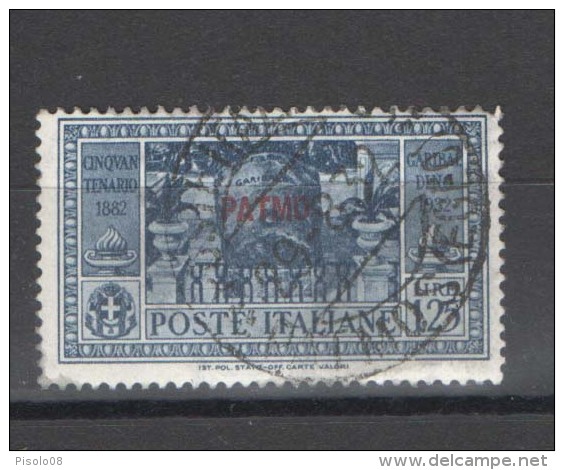 EGEO PATMO 1932 GARIBALDI  1,25 ANNULLATA - Egeo (Patmo)