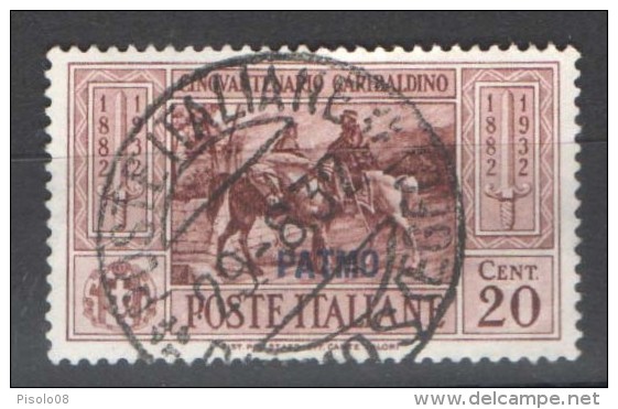 EGEO PATMO 1932 GARIBALDI 20 C.ANNULLATA - Egée (Patmo)