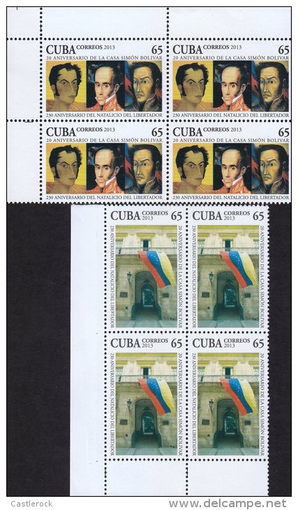 G)2013 CARIBE,SIMON BOLIVAR BUILDING-PORTRAITS, SIMON BOLIVAR´S 230TH BIRTH ANNIVERSARY, 2 BLOCKS OF 4, MNH - Unused Stamps