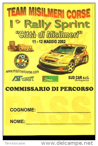 X PASS RALLY SPRINT MISILMERI 2002 CM.10X14 AUTOMOBILISMO AUTOMOBILIA - Autosport - F1