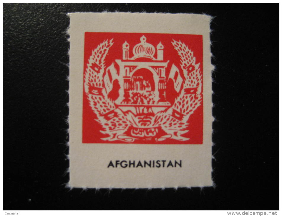 AFGHANISTAN Coat Of Arm Coats Of Arms Flag Flags 1950s Era Poster Stamp Label Vignette Vi&ntilde;eta Cinderella - Afghanistan