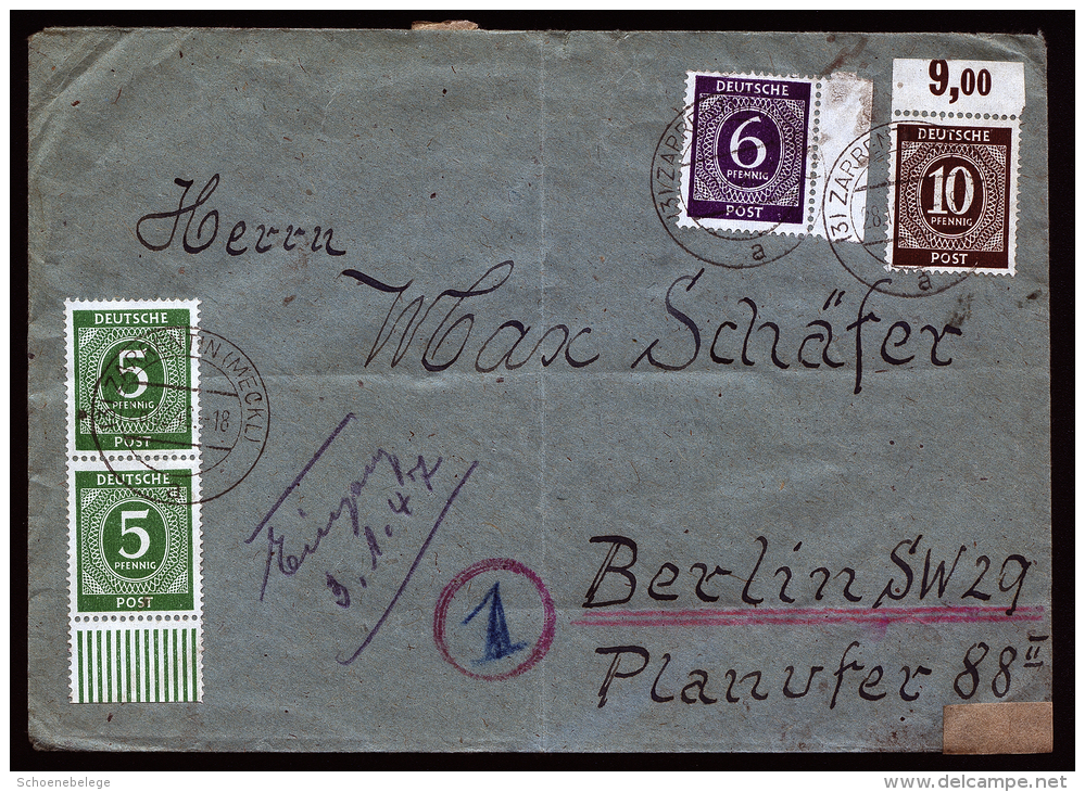A2317) Kontrollrat Brief Von Zarrentin 28.12.1946 Mit Randstück-Marken - Sonstige & Ohne Zuordnung