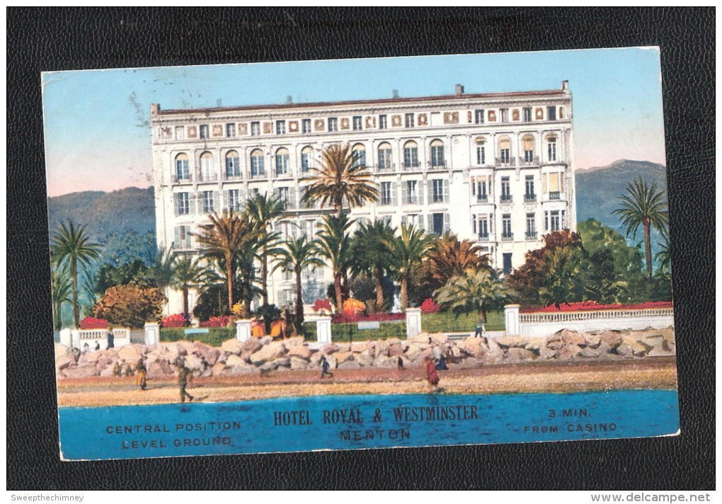 MENTON - Hôtel Royal Et Westminster  Postage Due AMOUNT HAND WRITTEN NO Postage Due Stamps - Tax/Porto - Menton