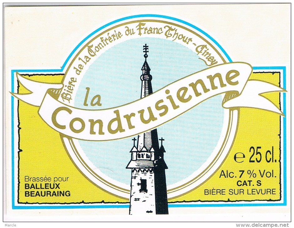 Ongebruikt Etiket  La Condrusienne  Brij. Lefbvre, Quenast. Bière De La Confrérie Du Franc Thour - Ciney - Bière