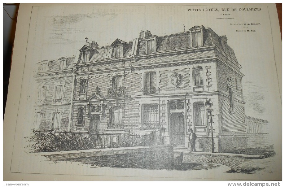 La Semaine Des Constructeurs. N°2.  9 Jullet 1887 . Petits Hôtels, Rue De Coulmiers à Paris. - Magazines - Before 1900
