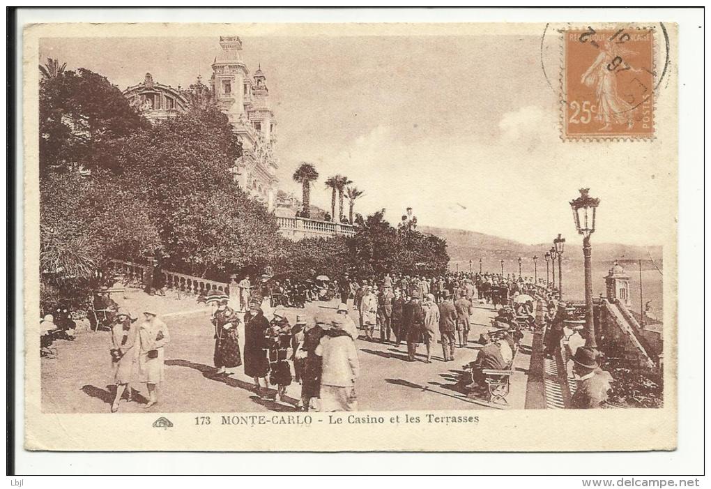 MONTE CARLO , Le Casino Et Les Terrasses , CPA ANIMEE , 1931 - Les Terrasses