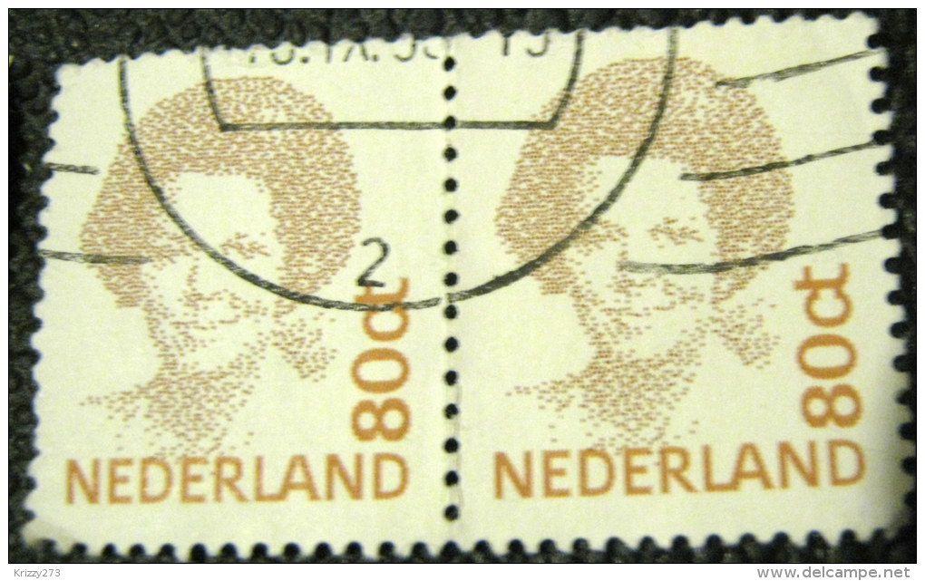 Netherlands 1991 Queen Beatrix 80c X2 - Used - Oblitérés