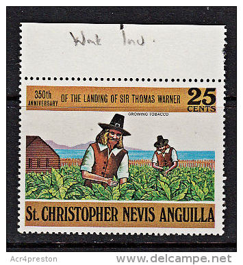 C0339 ST CHRISTOPHER, NEVIS, ANGUILLA 1973, SG 259w Anniv Landing On St Christopher, Inverted Watermark - St.Kitts And Nevis ( 1983-...)