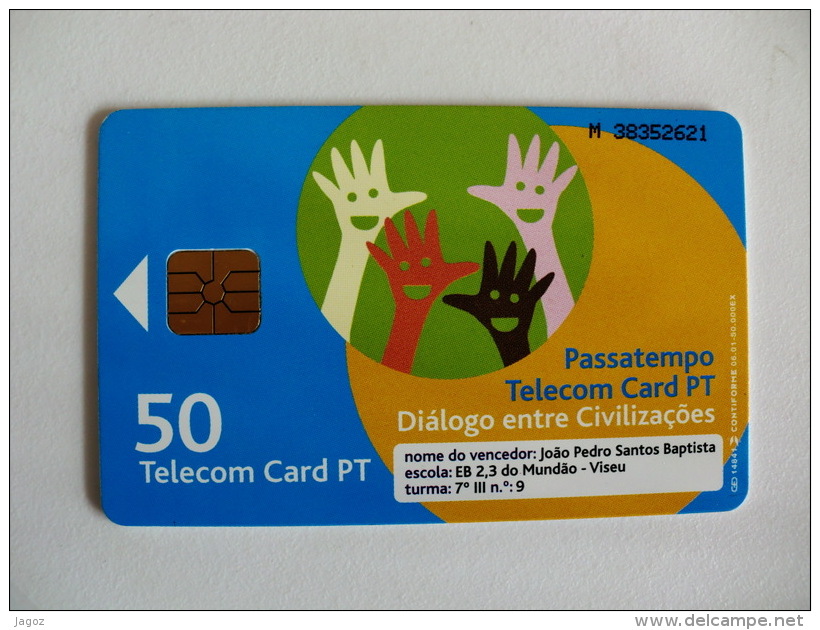 Phonecard/ Telécarte Telecom Card Passatempo Diálogo Entre Civilizações - 50 Impulsos Portugal Tirage 50000 Ex. - Portugal