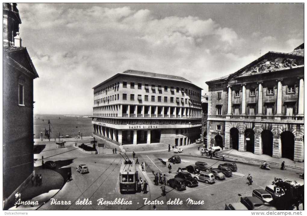 ANCONA-PIAZZA DELLA  REPUBBLICA-TEATRO DELLE MUSE-AUTO D'EPOCA-AUTOBUS- - Ancona