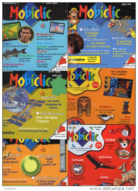 Lot De 6 MOBICLIC   N° 4 , 12 , 13 , 14 , 17 , 18  De 1998 à 1999 CD Rom  Mobiclic   édition Milan   Neuf - CD