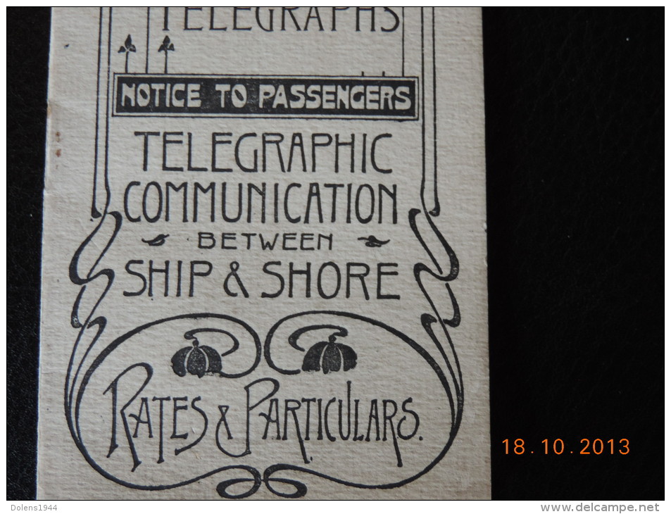 Rare Notice To Ship Passengers For Télégraphic Communication. Marconi Télégraphs. Art Nouveau 1900. Red Star Line - Other & Unclassified