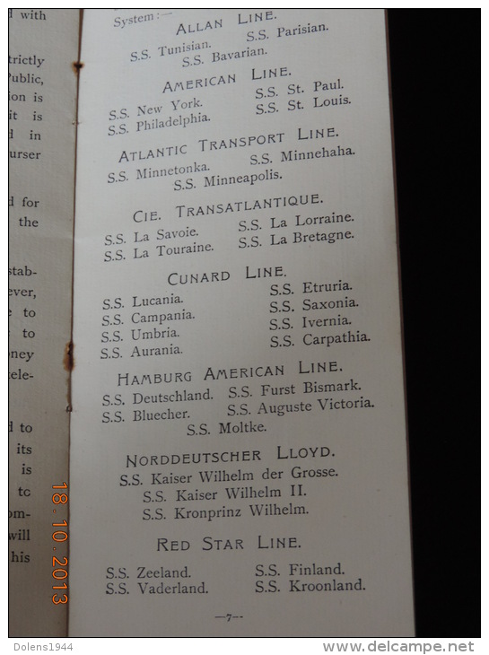 Rare Notice To Ship Passengers For Télégraphic Communication. Marconi Télégraphs. Art Nouveau 1900. Red Star Line - Other & Unclassified