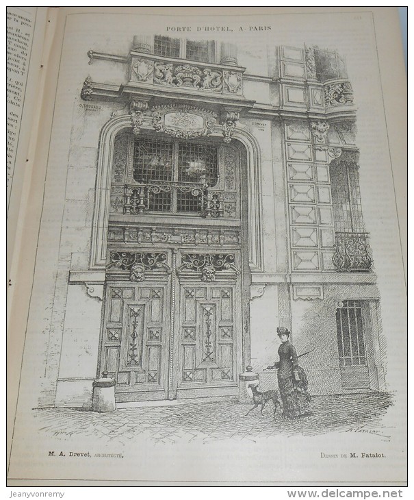 La Semaine Des Constructeurs. N°10.  3  Septembre 1887. Porte D'Hôtel à Paris. Grille En Fer Forgé. - Revues Anciennes - Avant 1900
