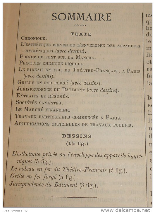 La Semaine Des Constructeurs. N°12.  17  Septembre 1887. Grille En Fer Forgé. Théâtre Français. - Magazines - Before 1900