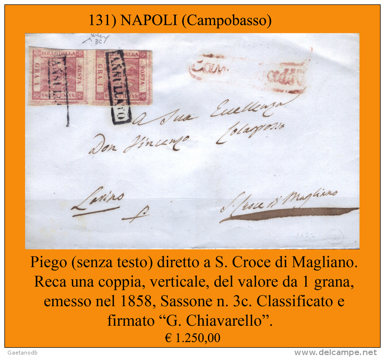 Campobasso-00131 - Piego (senza Testo) - Bella Coppia (verticale) Del Valore Da Un Grano Del Regno Di Napoli. - Napels