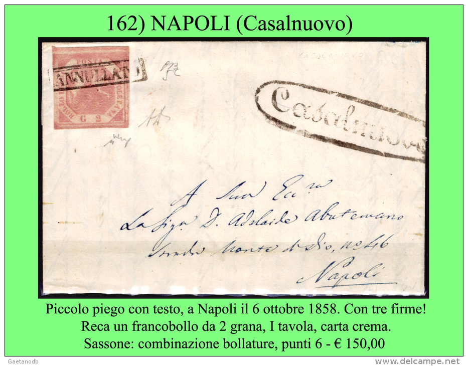 Casalnuovo-00162 - Piego (con Testo) Dall'odierno Casalbuono. - Naples