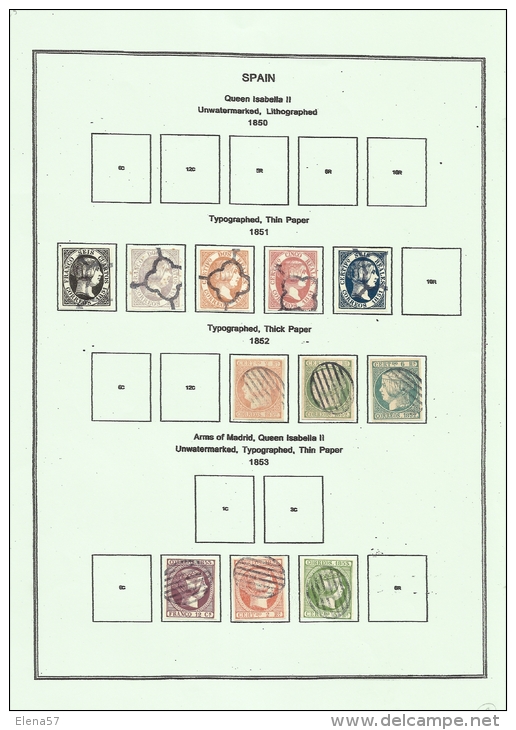 A425-COLECCION DE SELLOS ISABEL II CLASICOS AÑO 1850 A 1853.ALTO VALOR  Pero FALSOS USADOS. ISABEL II ANNÉE COLLECTION - Oblitérés