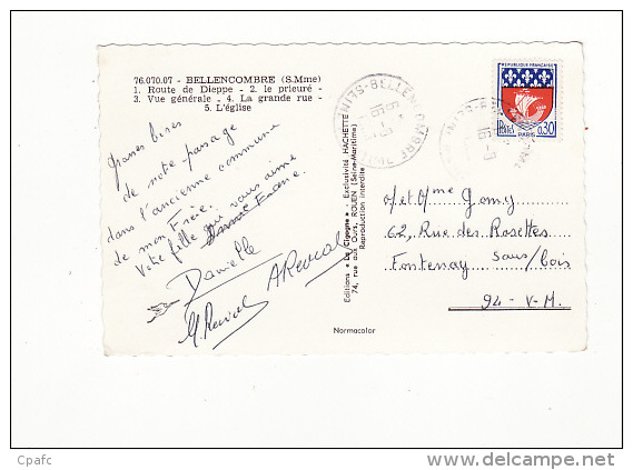 Carte 1960 BELLENCOMBRE / Multivues: Route De Dieppe,prieuré,vue Générale,église,grande Rue - Bellencombre