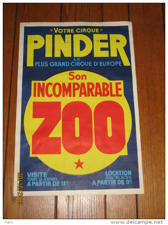 Affiche Originale - Cirque PINDER - Zoo - Circus - Affiches