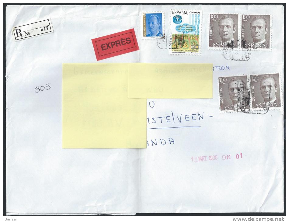 Registered, Expres Cover From El Puig (Valencia) To Netherland; 12-05-1996 - Storia Postale