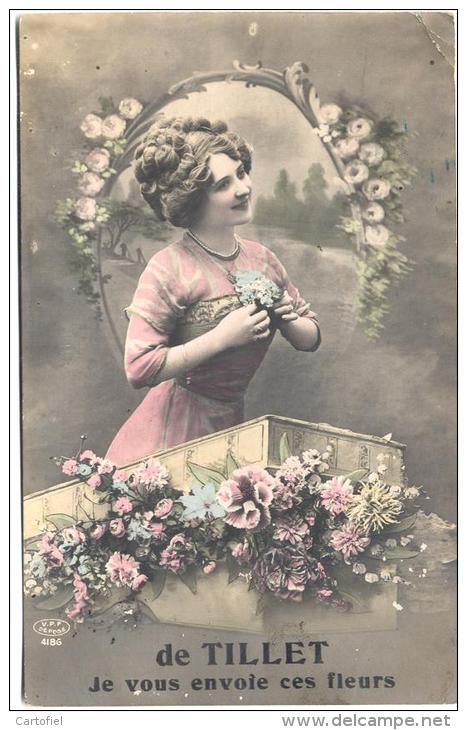 TILLET-DE TILLET JE VOUS ENVOIE CES FLEURS-CARTE ENVOYEE 1912-VOIR 2 SCANS - Sainte-Ode