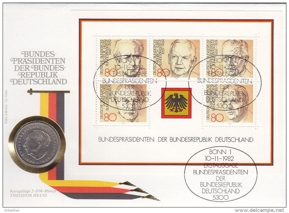 BRD Block 18 - Bundespräsidenten Auf Numisbrief, 2 DM, Theodor Heuss (Battenberg/Schön BRD 125 1981 F) - 2 Mark