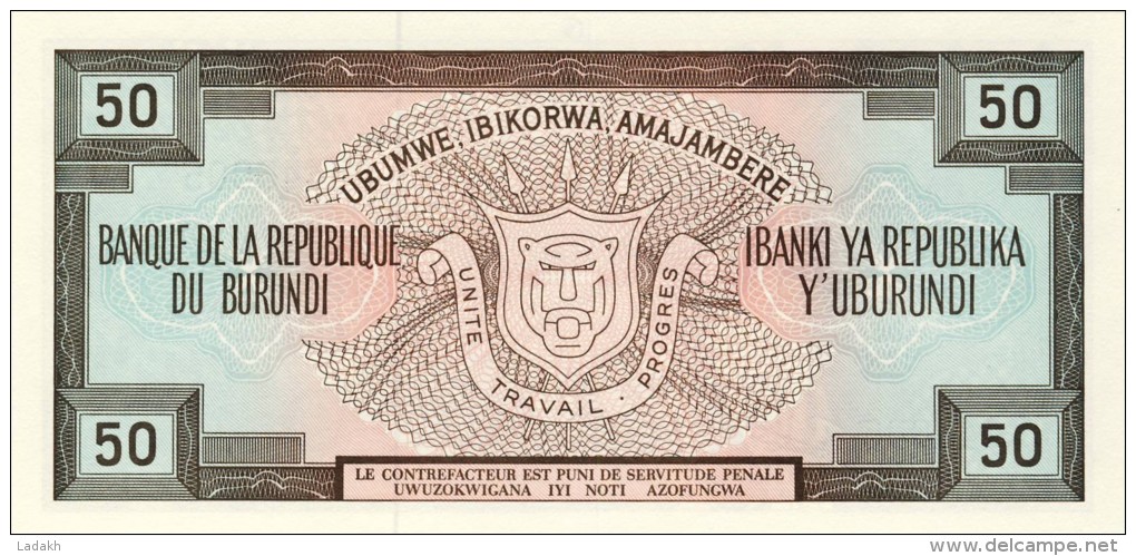 BILLET # BURUNDI # 50 FRANCS # 1991 # NEUF # PICK 28 - Burundi