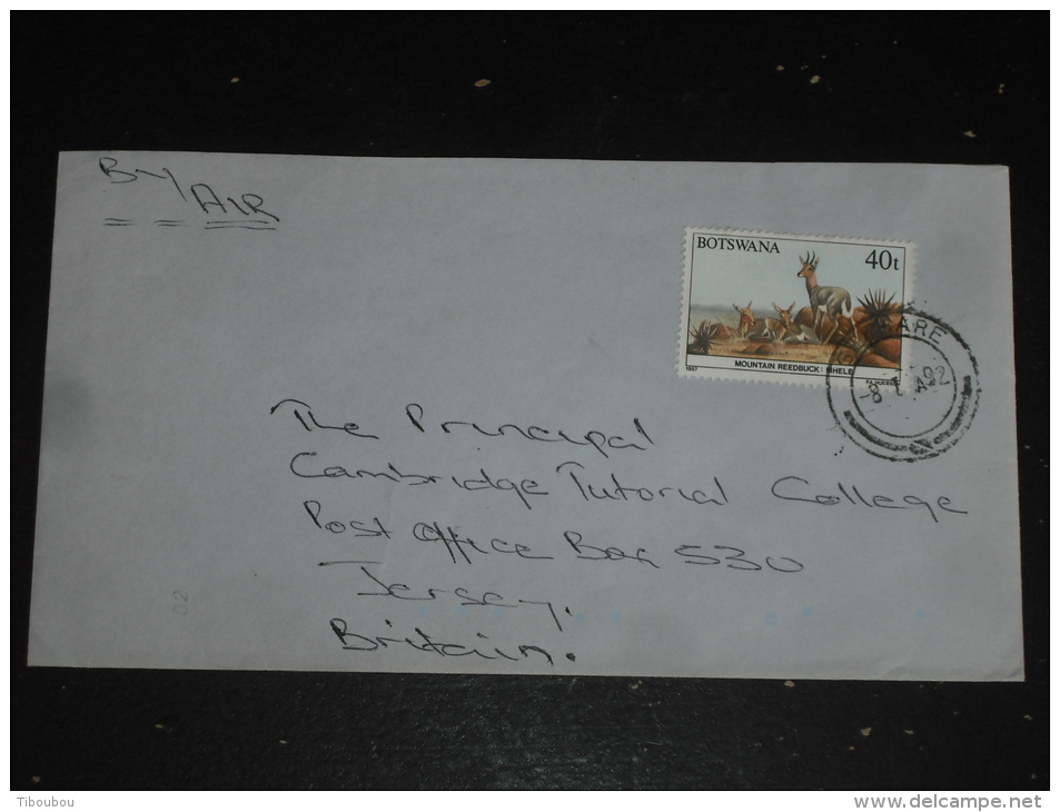 LETTRE BOTSWANA AVEC YT 565 - COBE DES MONTAGNES GAZELLE ANTILOPE - - Botswana (1966-...)