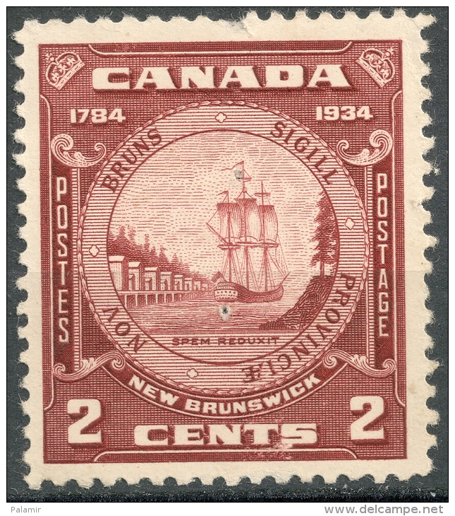 Canada 1934 New Brunswick 2 Cents  MNH But Damaged   Scott #210 - Unused Stamps