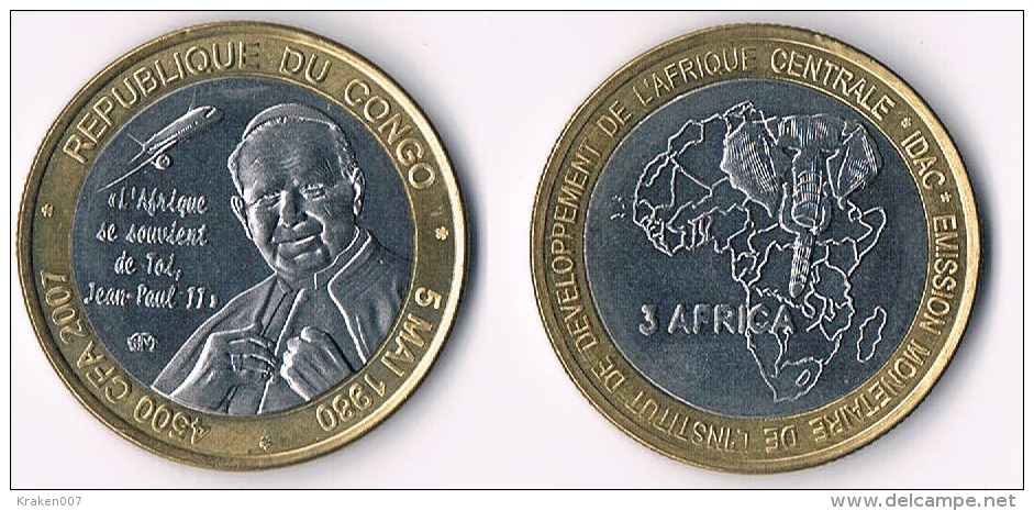 Congo  4500CFA 2007-bimetal - Congo (République Démocratique 1998)