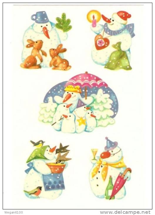 DDR Abziehbilder Schiebebilder, Weihnachten Schneemann  SB 1 16675, Planet - Verlag Berlin 1989 - Decorative Items