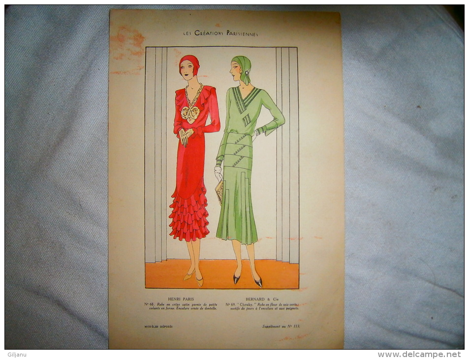 PLANCHE MODELL ROBE   HENRI PARIS  BERNARD AND CIE  ANNEE 30/40 - Autres Plans