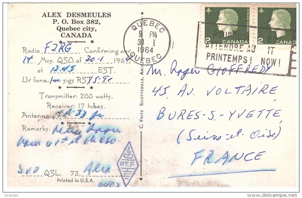 CARTE RADIO - QSL - CARTE RADIO QSL - CANADA - QUEBEC - 1964. - Radio Amateur