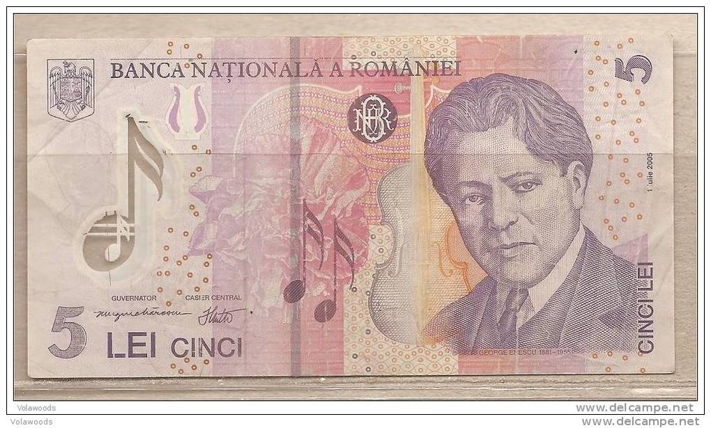 Romania - Banconota Circolata Da 5 Lei In Polimero P-118a.1 - 2005 #19 - Roumanie