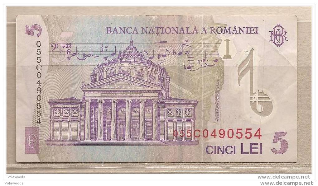 Romania - Banconota Circolata Da 5 Lei In Polimero P-118a.1 - 2005 #19 - Rumänien