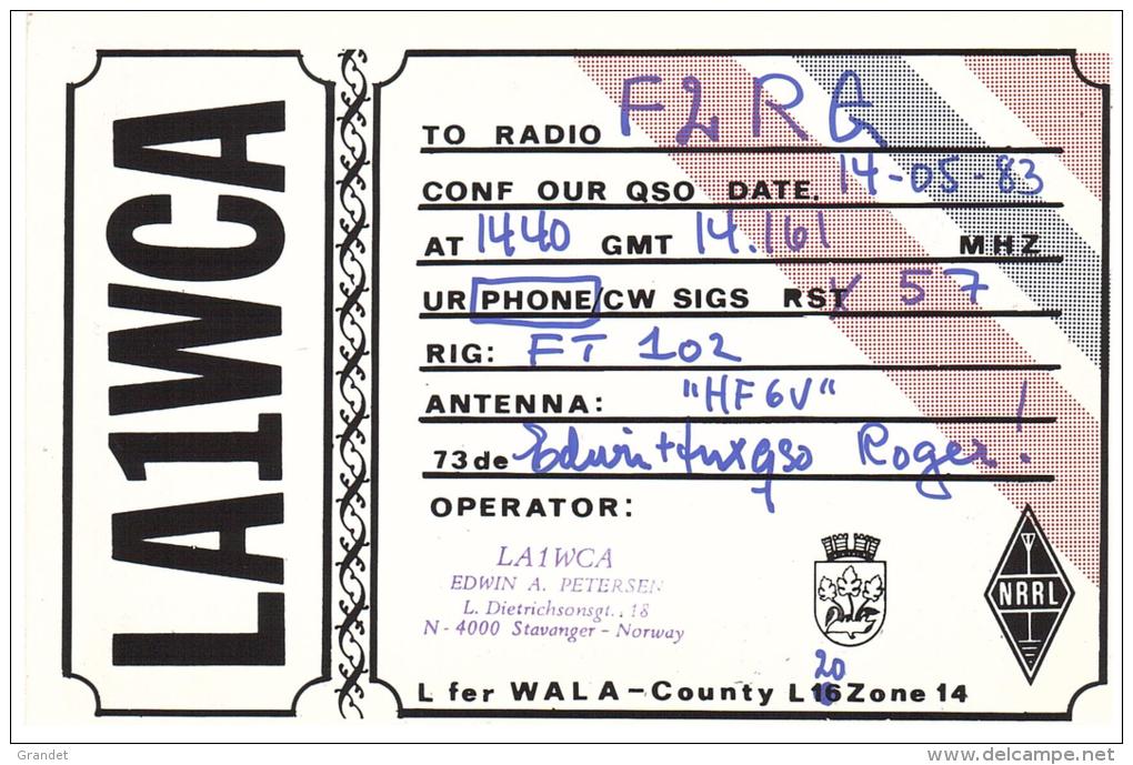 CARTE RADIO - QSL - CARTE RADIO QSL - NORVEGE - NORWAY - STAVANGER - 1983. - Radio Amateur