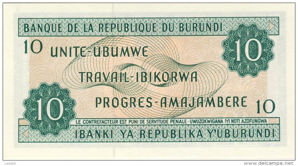 BILLET # BURUNDI # 10  FRANCS # 1981 # NEUF # PICK 33 - Burundi