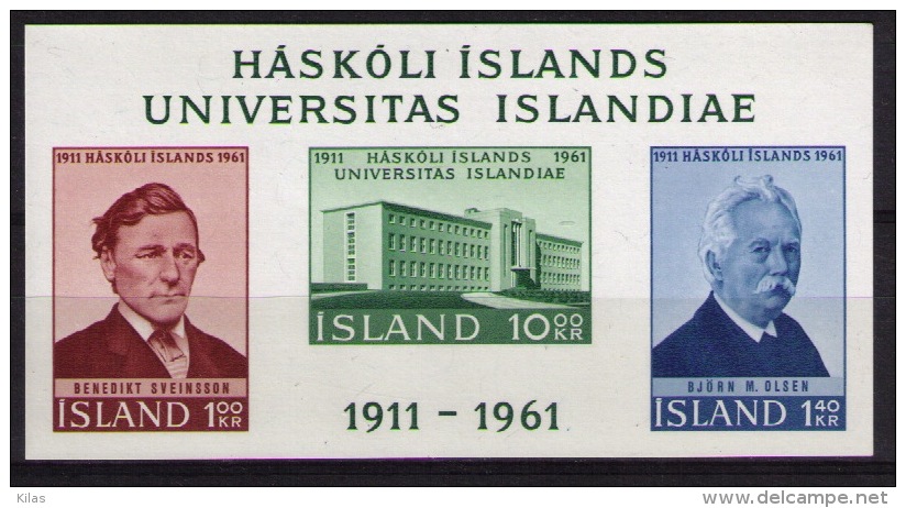 ICELAND 1961 University 50th Anniversary MNH - Blocs-feuillets