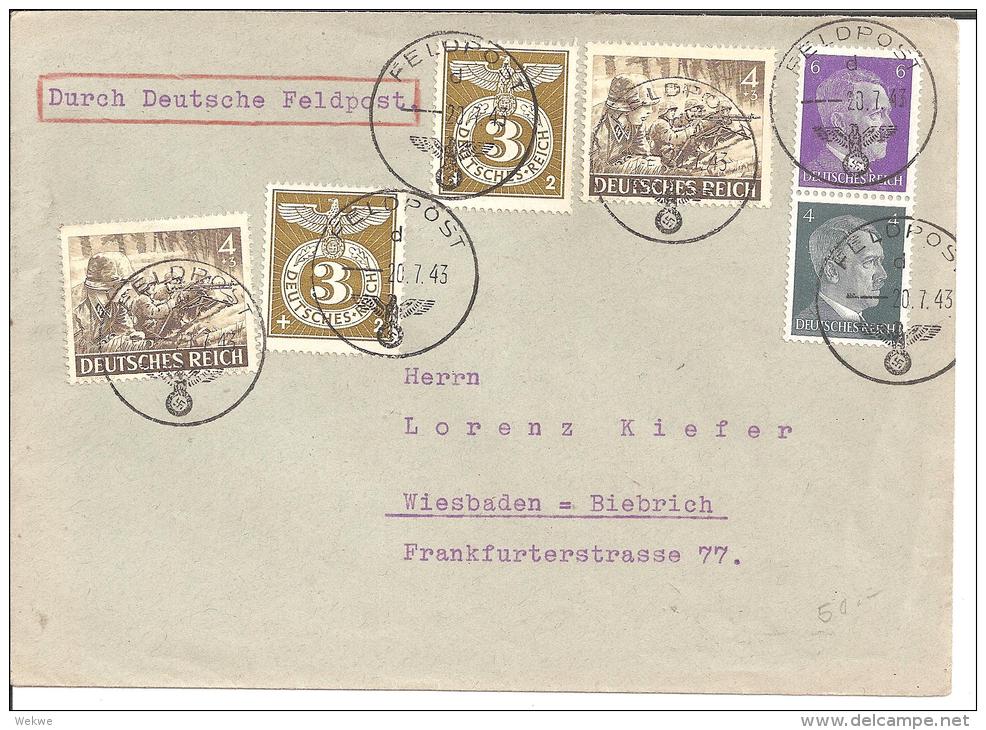 DBII055/ Per Dt. Feldpost 1943. 24 Pfg. Tarif Mit Dt. Marken. Werksmonteur In Herden - Besetzungen 1938-45