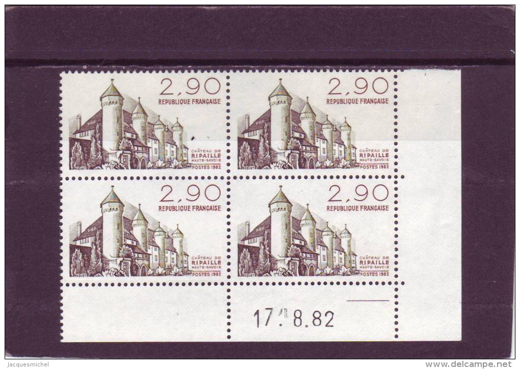 N° 2232 - 2,90F Chateau De LA RIPAILLE - Tirage Du 28.7.82 Au 17.8.82 - Dernier Jour - (1 Trait) - 1980-1989