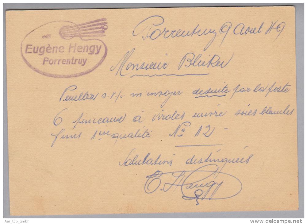 Heimat GL Mollis 1949-08-10 AK-O Auf Taxierter Geschäftsantwortkarte - Storia Postale