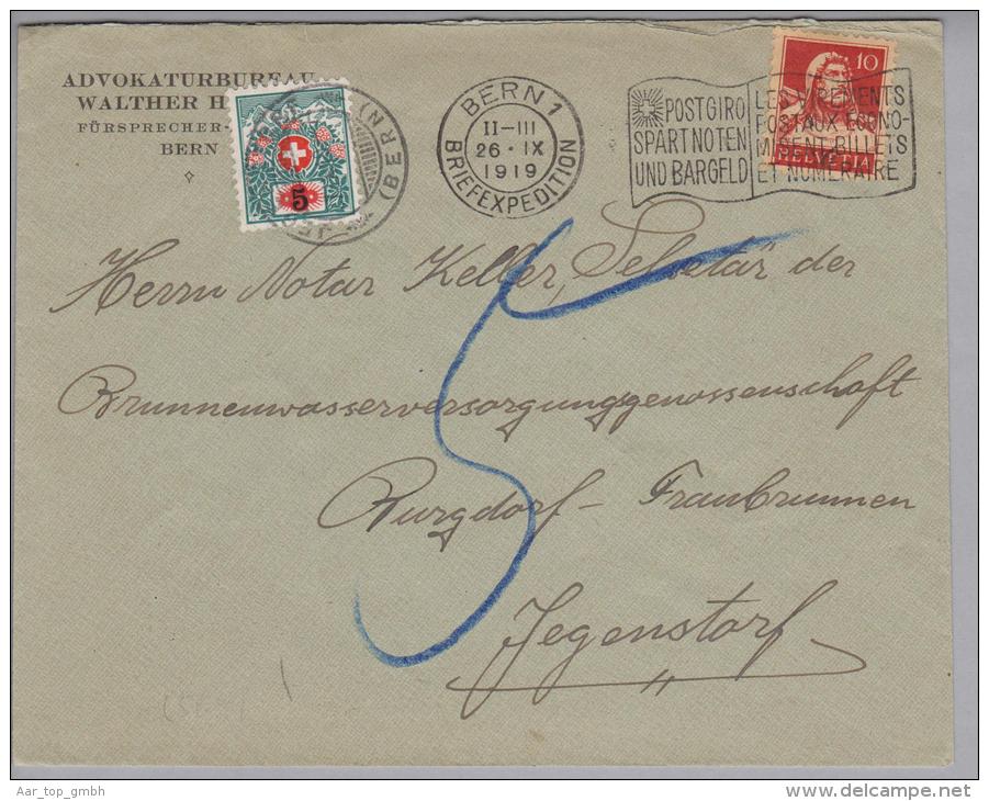 Heimat BE Jegenstorf 1919-09-26 Taxierter Brief Aus Bern - Postage Due