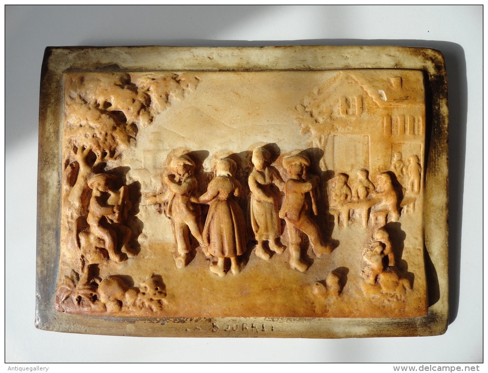 SUPERBE & ANCIEN  TABLEAU REPRESENTANT UNE SCULPTURE( SIGNEE) SUR PIERRE D´AUVERGNE - Otros & Sin Clasificación