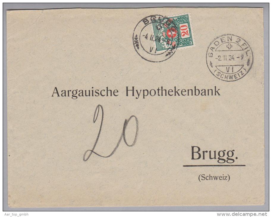 Heimat AG Brugg 1924-02-04 Taxierter Brief Aus Baden - Taxe