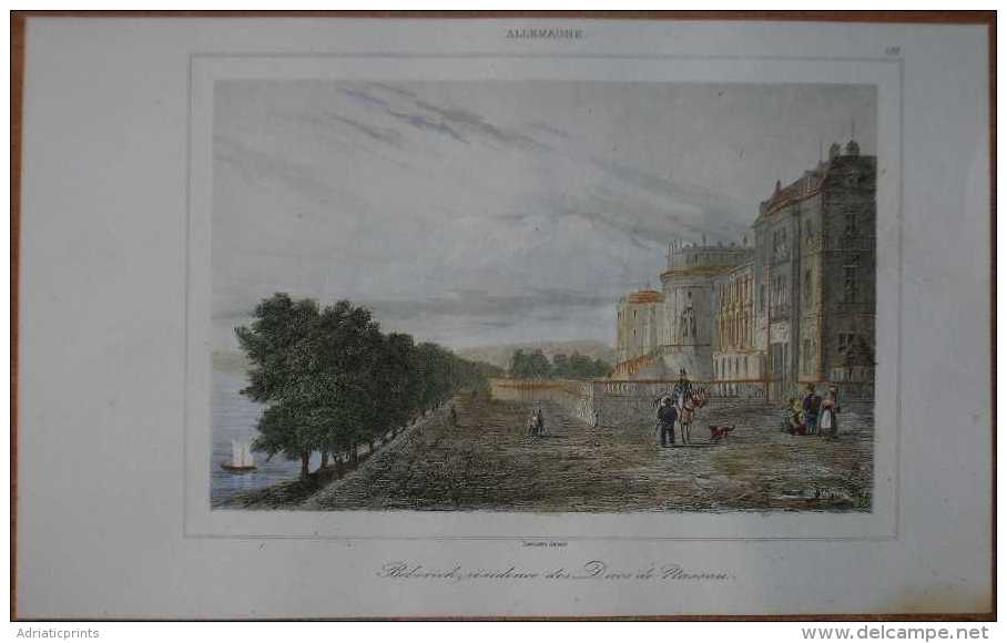 1838 Print SCHLOSS BIEBRICH, SEAT OF DUKE OF NASSAU 152 - Autres & Non Classés