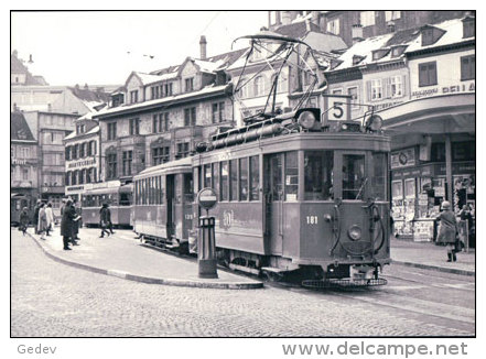Tramways Balois, Basel Barfüsserplatz, Photo 1968, BVA, BVB 155.2 - Bâle