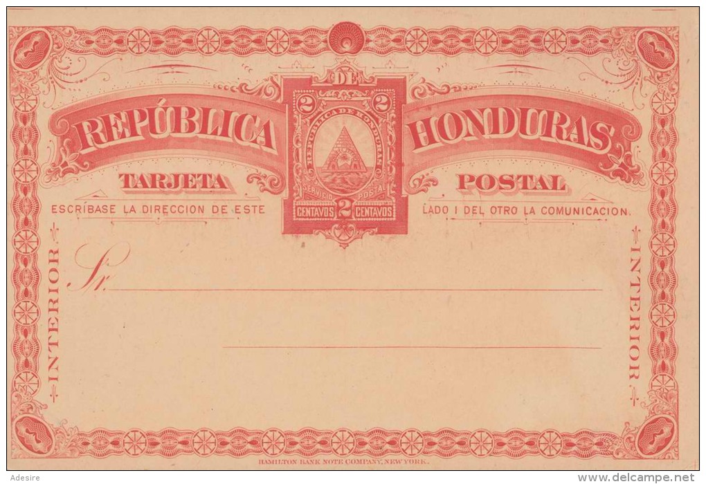 HONDURAS Um 1900? - 2 Centavos Ganzsache ** Auf Sehr Schöner Schmuck-Postkarte - Honduras